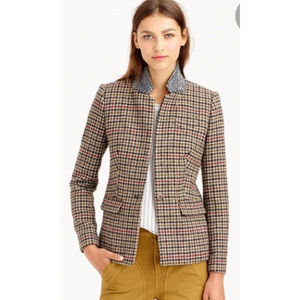 J. Crew Multicolor Plaid Blazer with Bling Collar